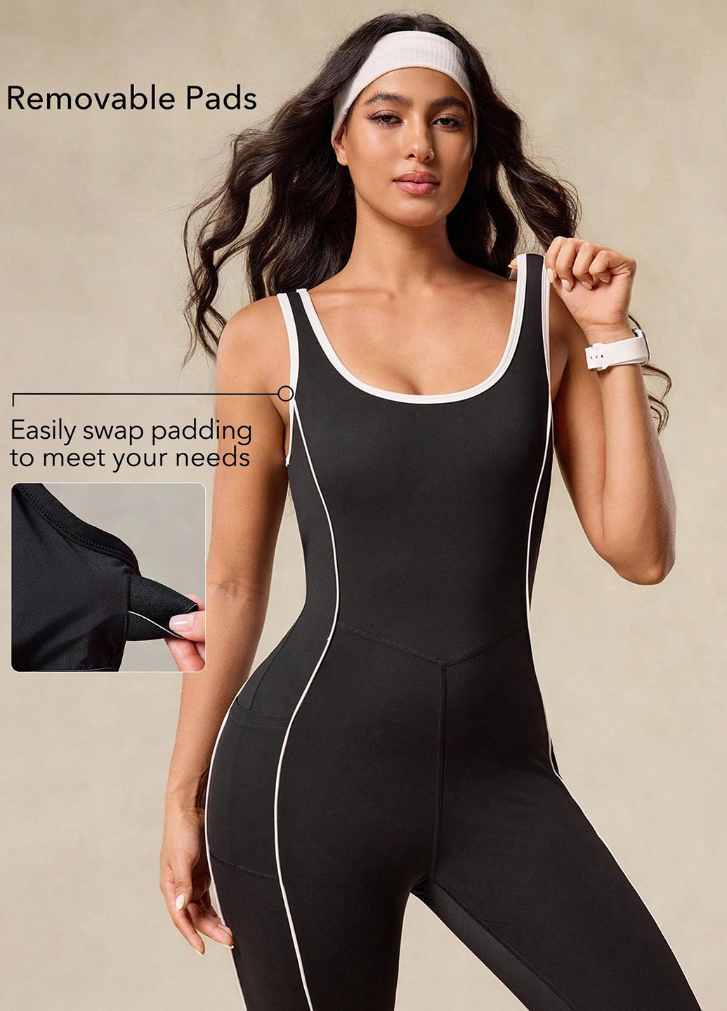 Комбинезон SHEIN комбинезон-брюки однотонный чёрный спортивный полиамид