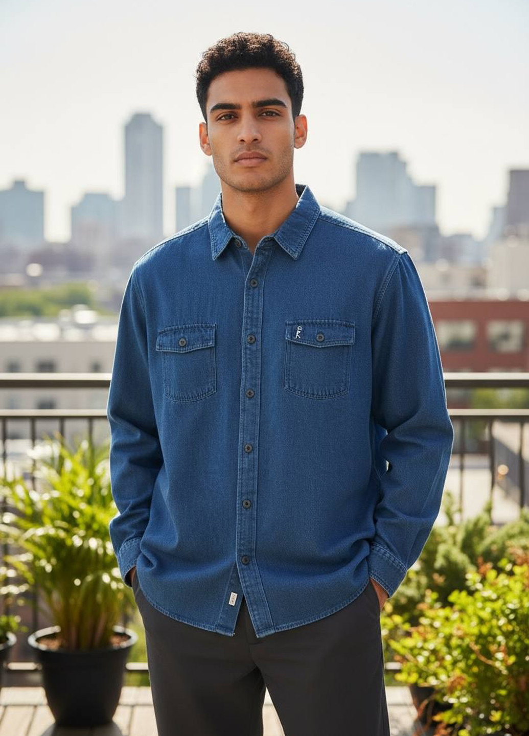 Темно-голубой джинсовая рубашка варенка Barstool Sports