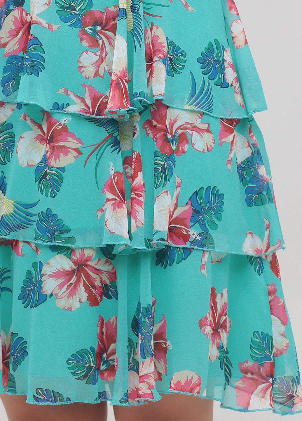 Бирюзовое кэжуал платье с открытой спиной Guess с цветочным принтом