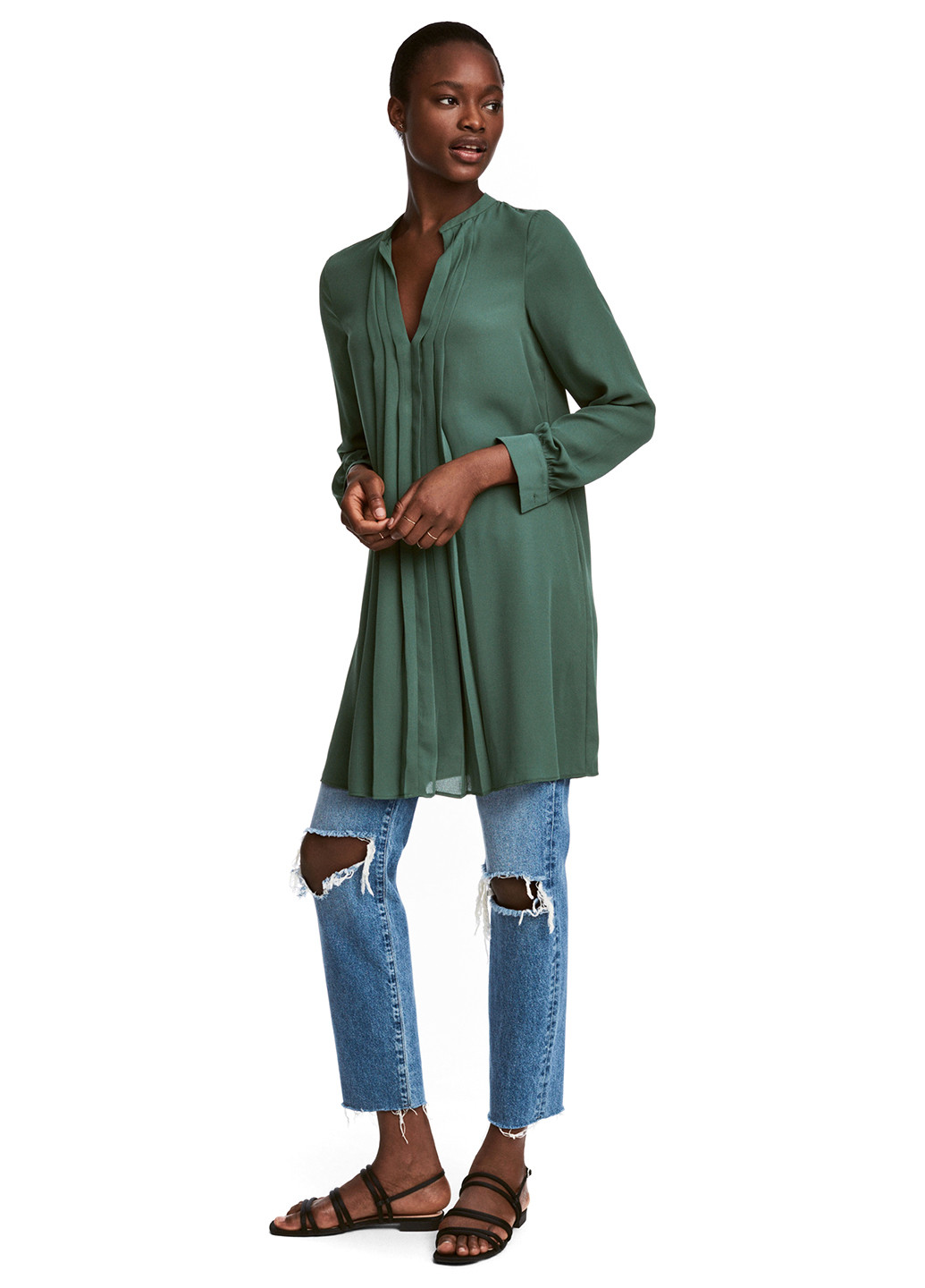 Зелена кежуал платье а-силует H&M однотонна