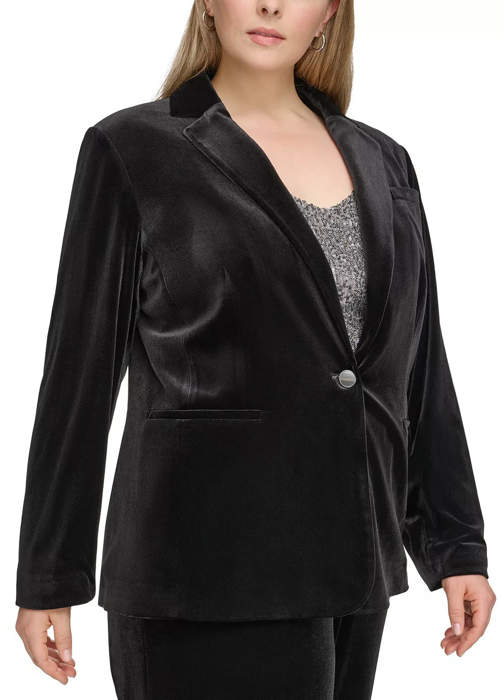 Черный женский жакет Calvin Klein однотонный - демисезонный