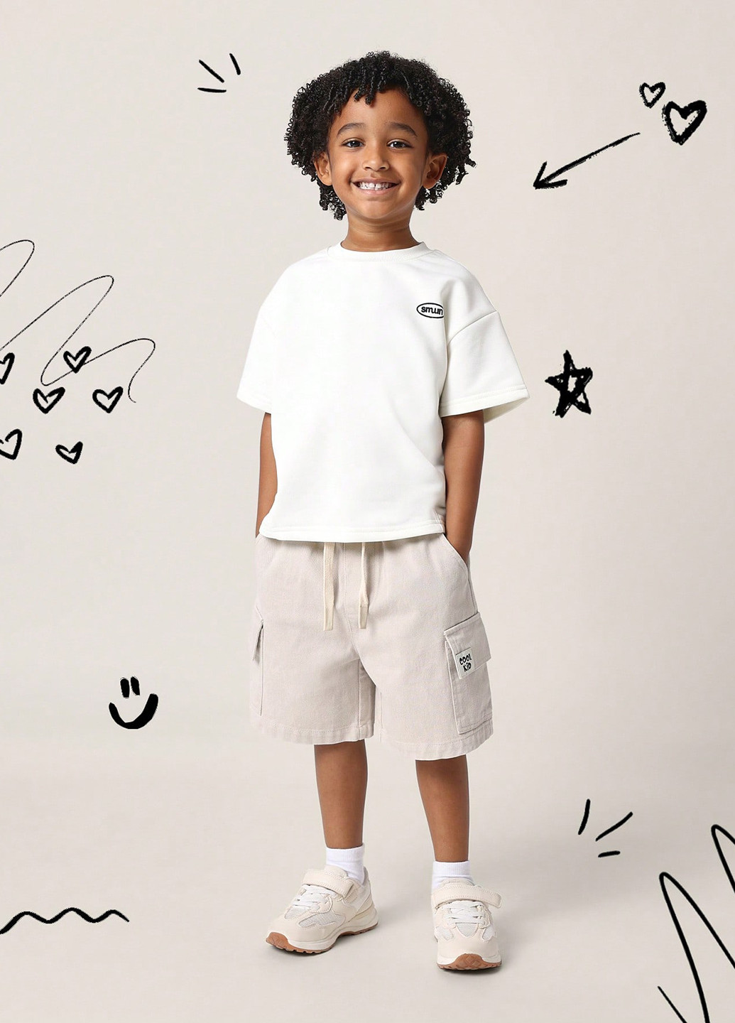 Комбінований літній костюм (футболка, шорти) SHEIN