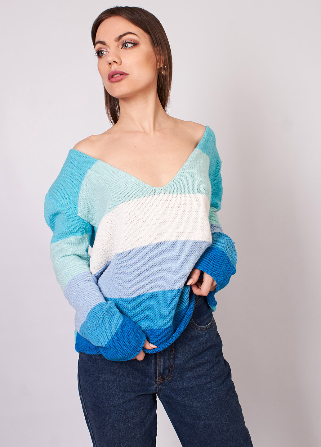 Голубой демисезонный пуловер пуловер Keslove