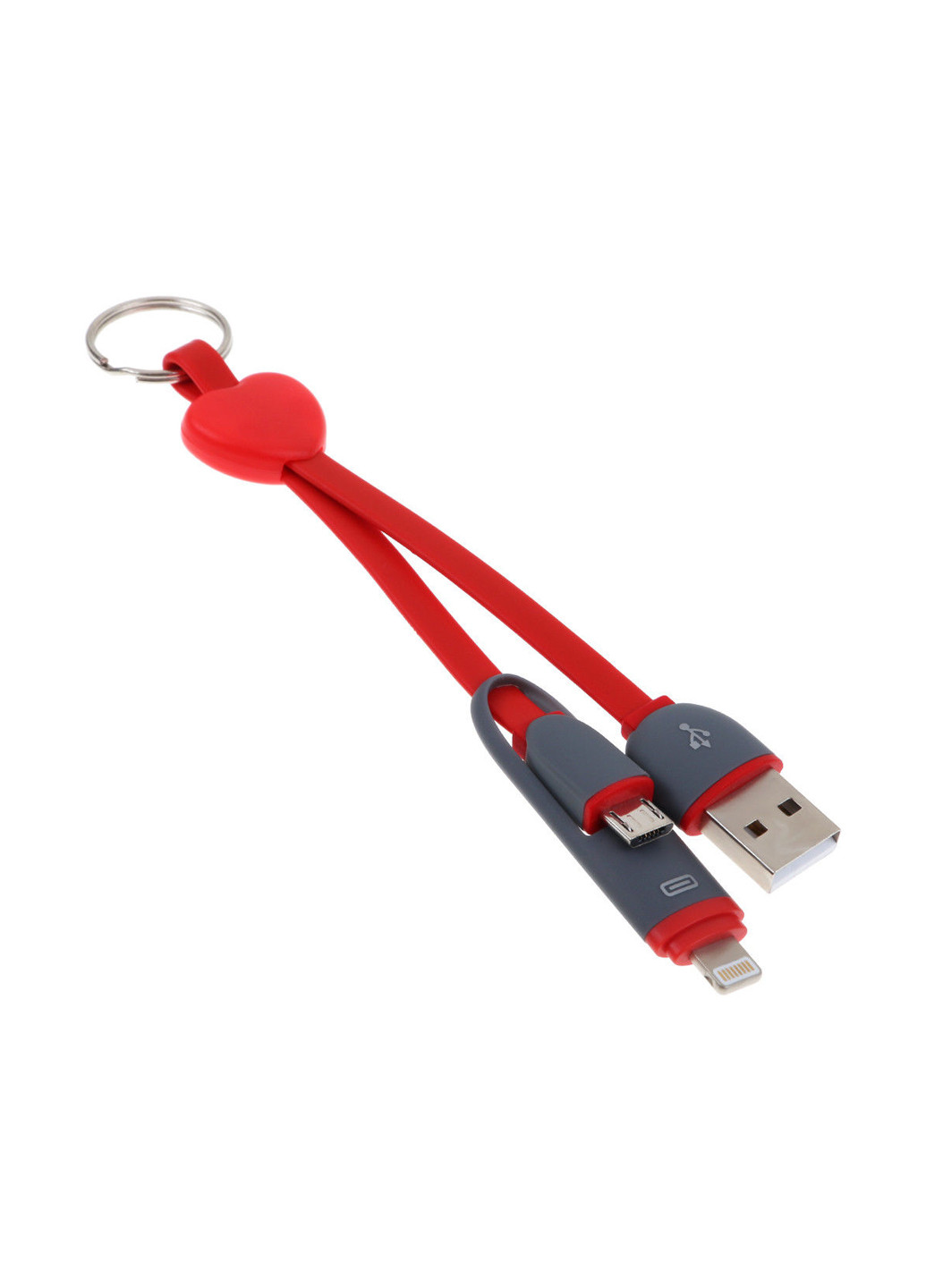 Кабель-брелок USB key Red, 2 в 1 - Lightning, Micro USB, 25 см XoKo sc-201 (132572855)
