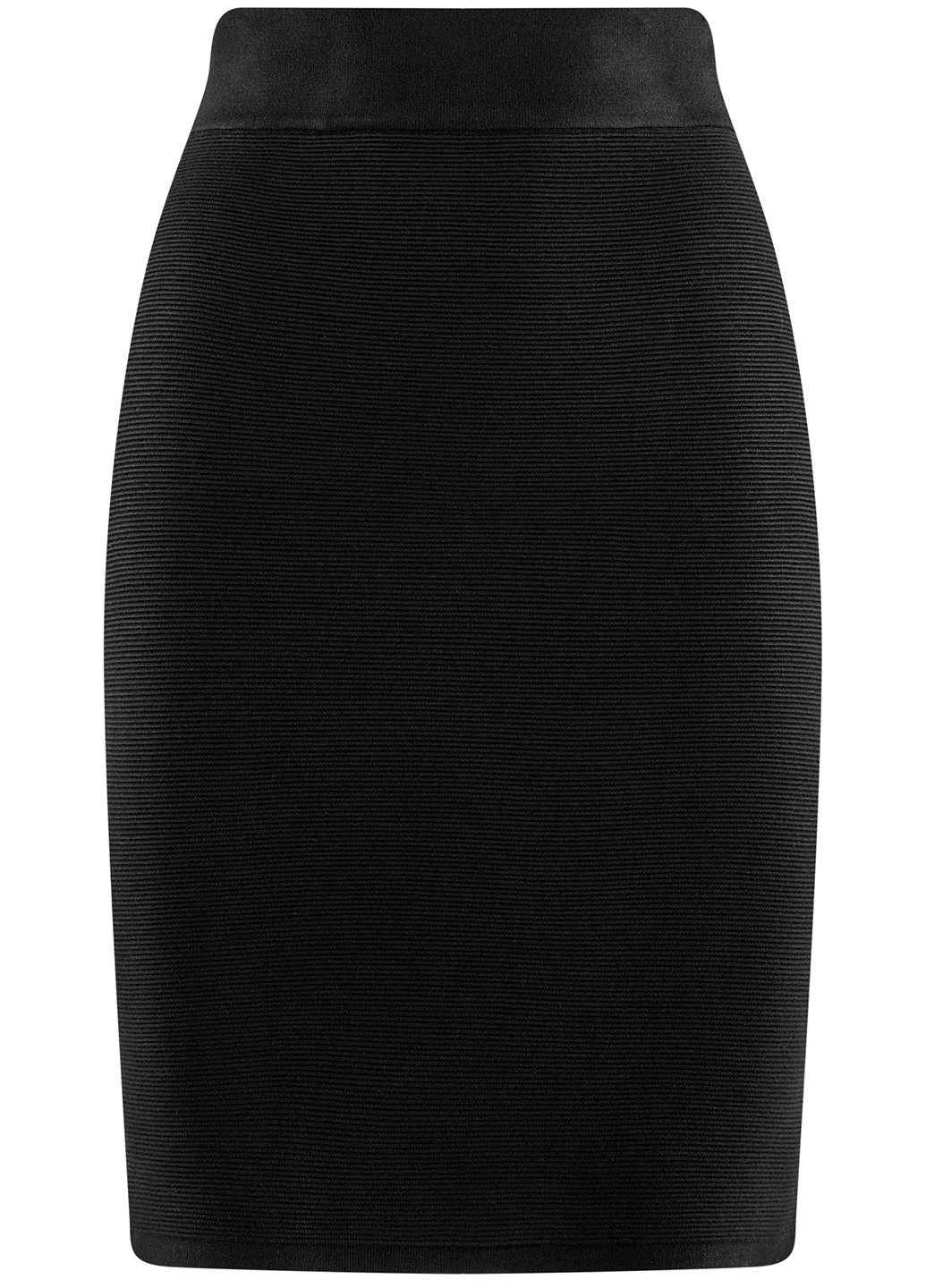 Черная офисная однотонная юбка Oodji