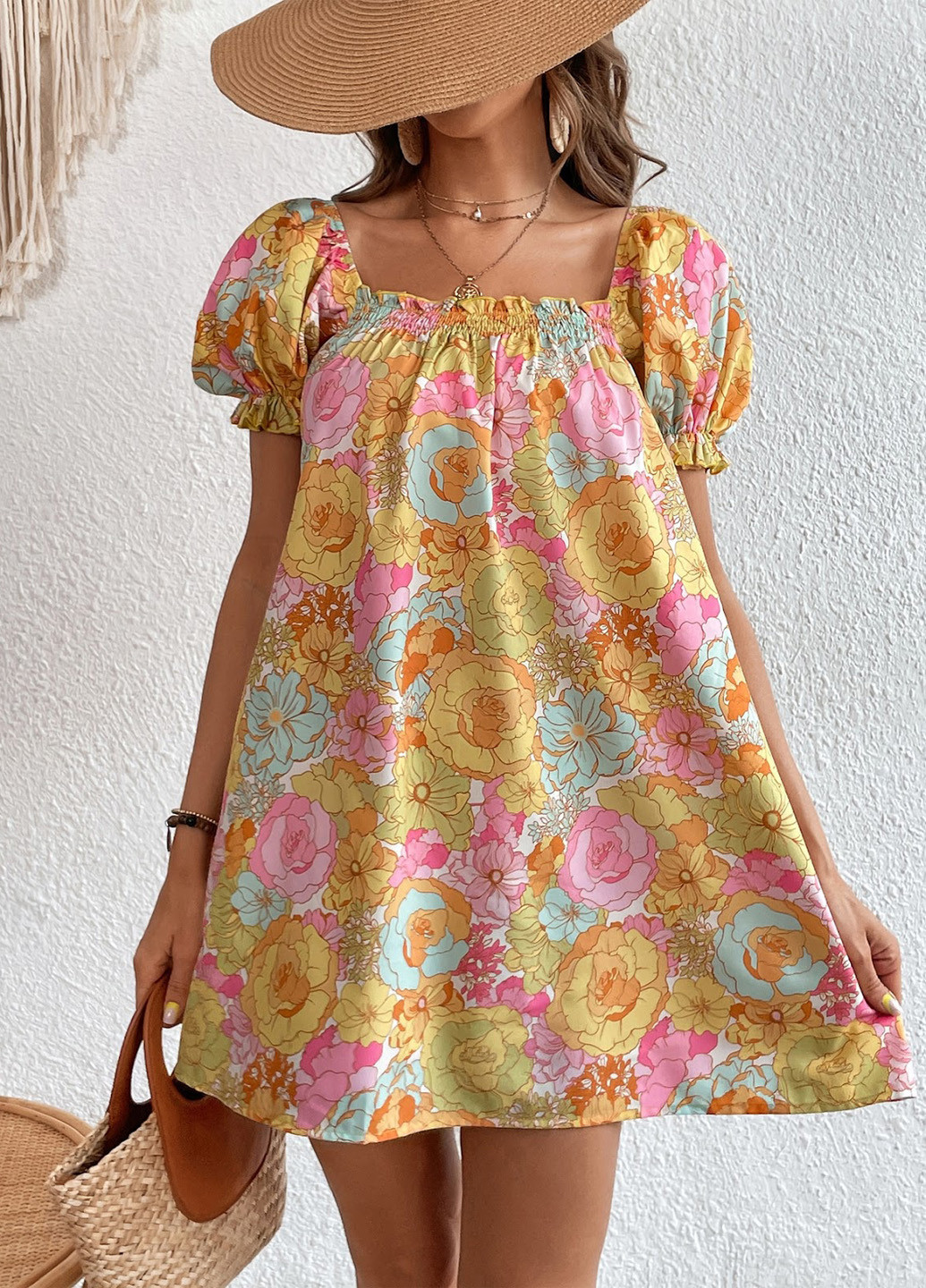 Комбінована кежуал сукня а-силует SHEIN з квітковим принтом