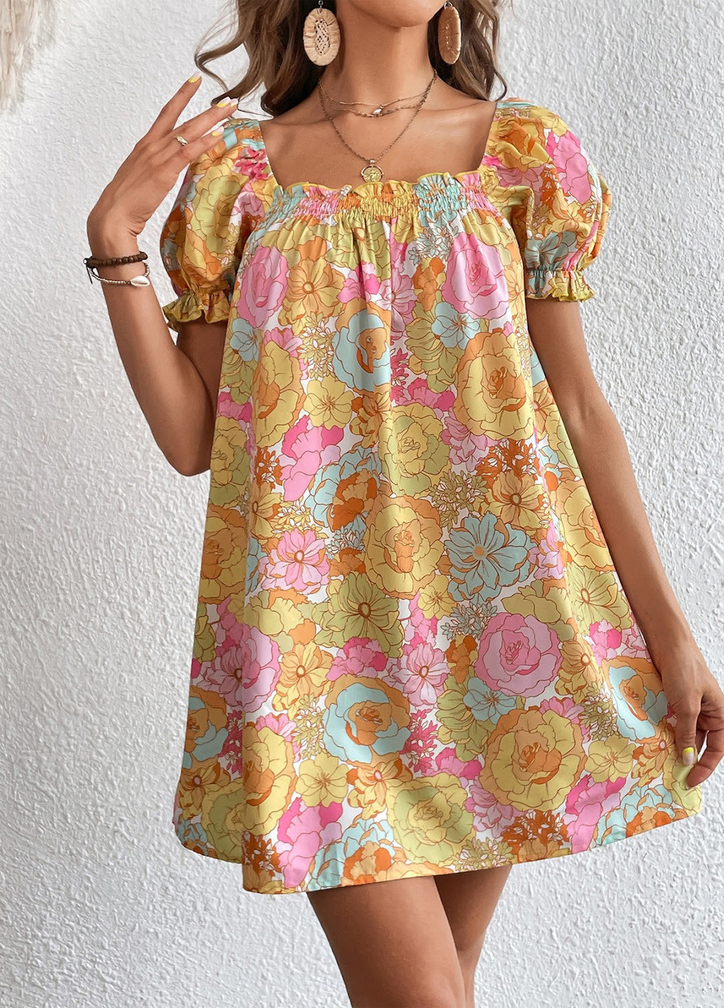 Комбінована кежуал сукня а-силует SHEIN з квітковим принтом