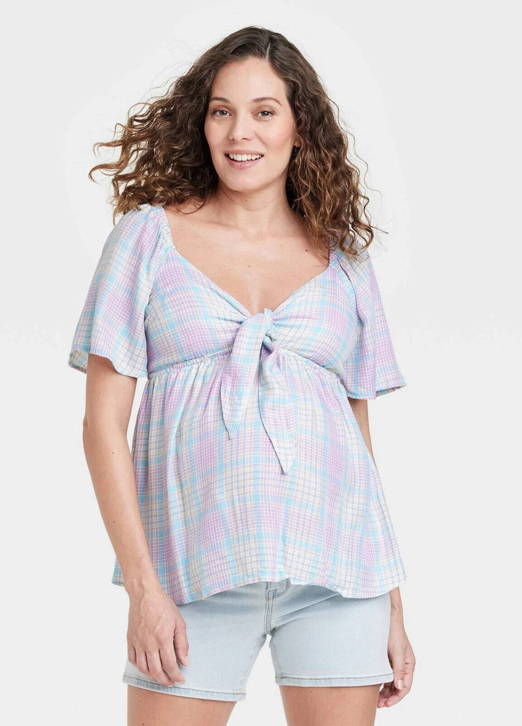 Светло-голубой кэжуал рубашка в клетку Isabel