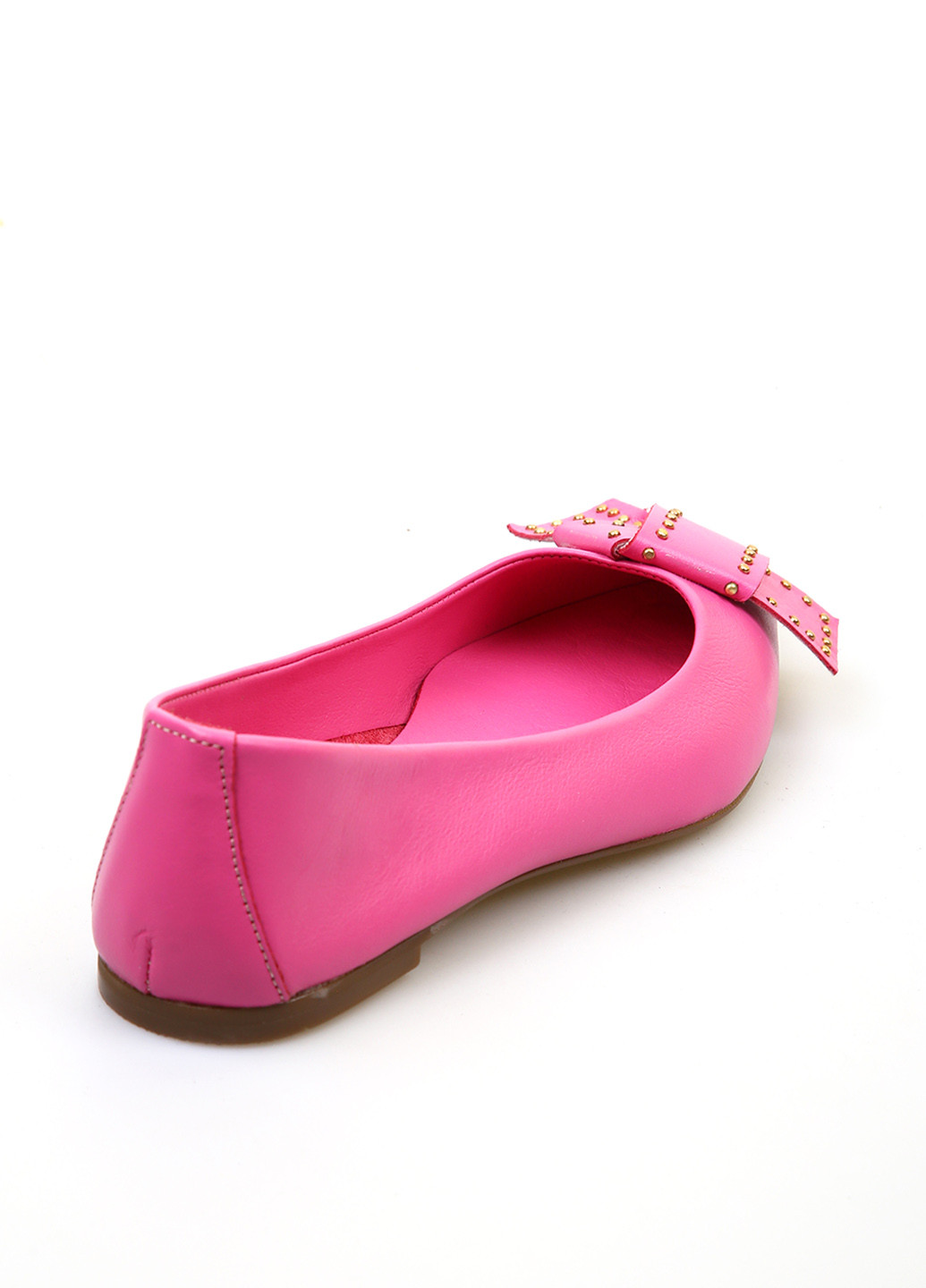 Женские балетки Anna Lucci | розовые однотонные заклепки, бант натуральная кожа (342119578)