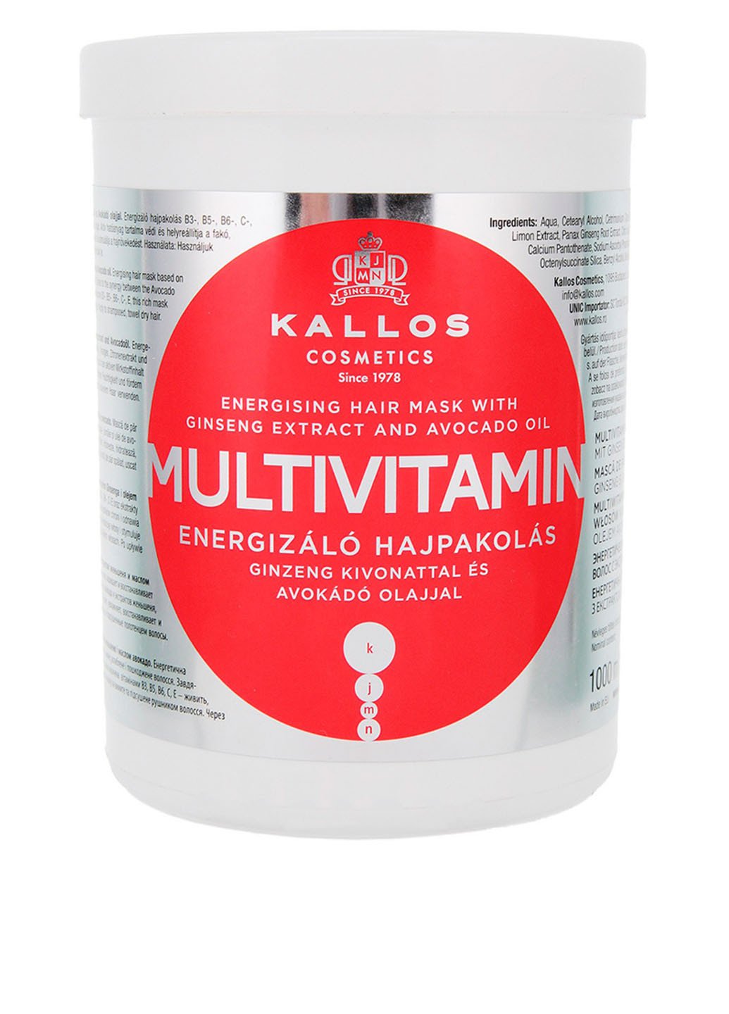 Маска для волос мультивитаминная, 1000 мл Kallos Cosmetics (88094577)
