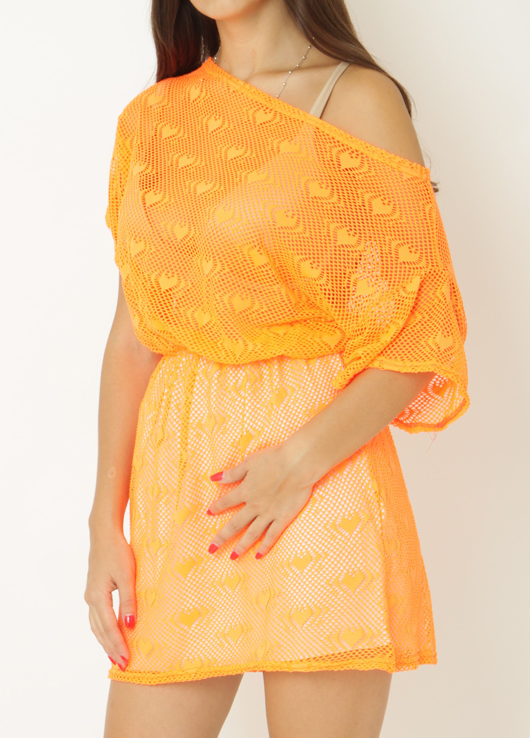 Светло-оранжевое кэжуал платье Vision FS однотонное