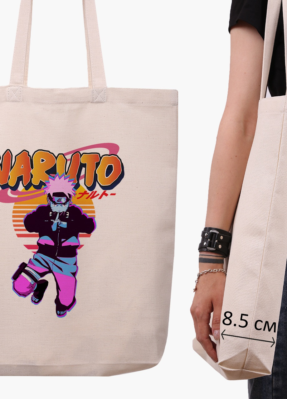 Еко сумка шоппер біла Наруто Узумакі (Naruto Uzumaki) (9227-2629-WTD-1) екосумка шопер 41*39*8 см MobiPrint (215977389)