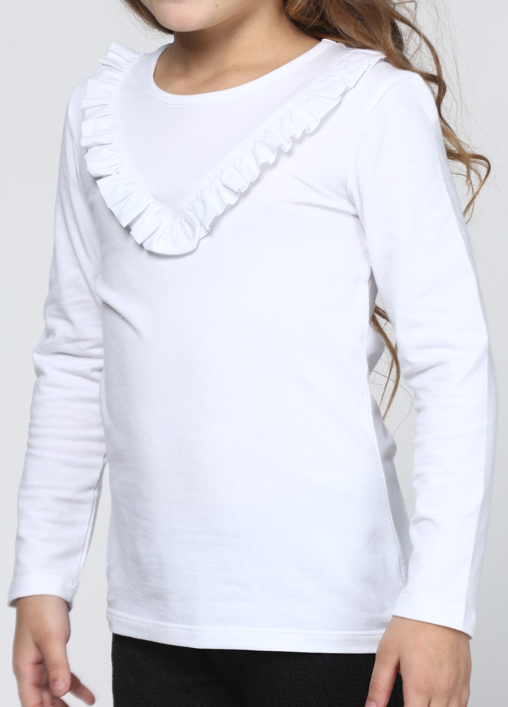 Белая однотонная блузка с длинным рукавом Top Hat Kids демисезонная