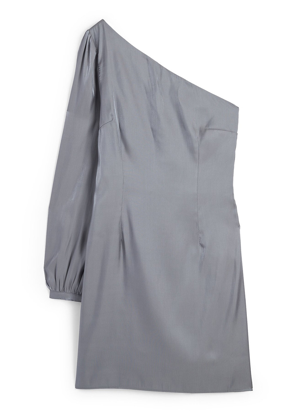 Серое кэжуал платье на одно плечо C&A однотонное