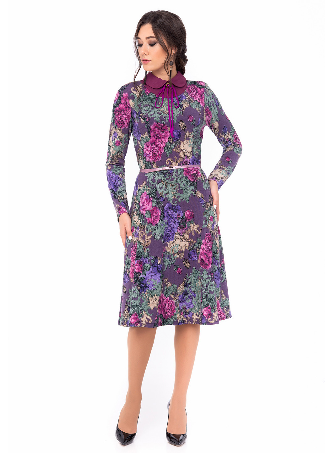 Фіолетова кежуал сукня Iren Klairie з квітковим принтом