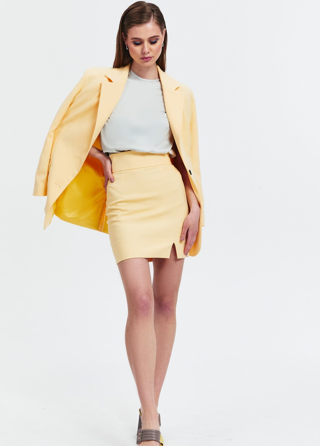 Желтая повседневный однотонная юбка Gepur