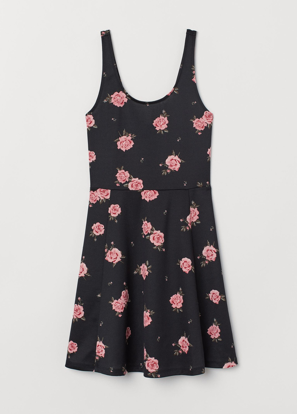 Чорна кежуал сукня H&M троянди