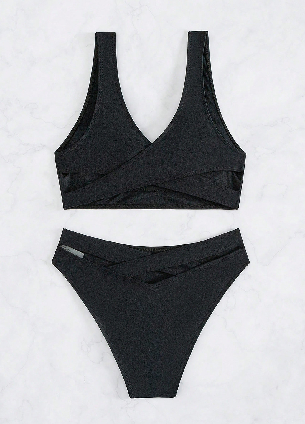 Черный летний купальник (лиф, трусики) топ, раздельный SHEIN