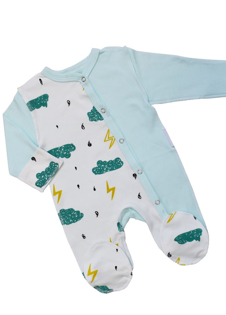 Бірюзовий демісезонний набір у пологовий будинок для новонародженого Баранчик БО