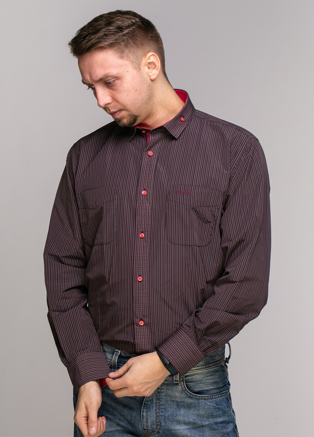 Бордовая кэжуал рубашка в полоску Brianze