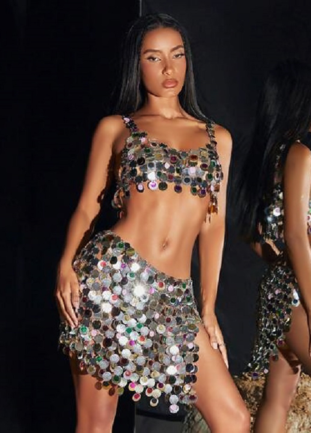 Серебряная карнавальный, праздничный однотонная юбка SHEIN