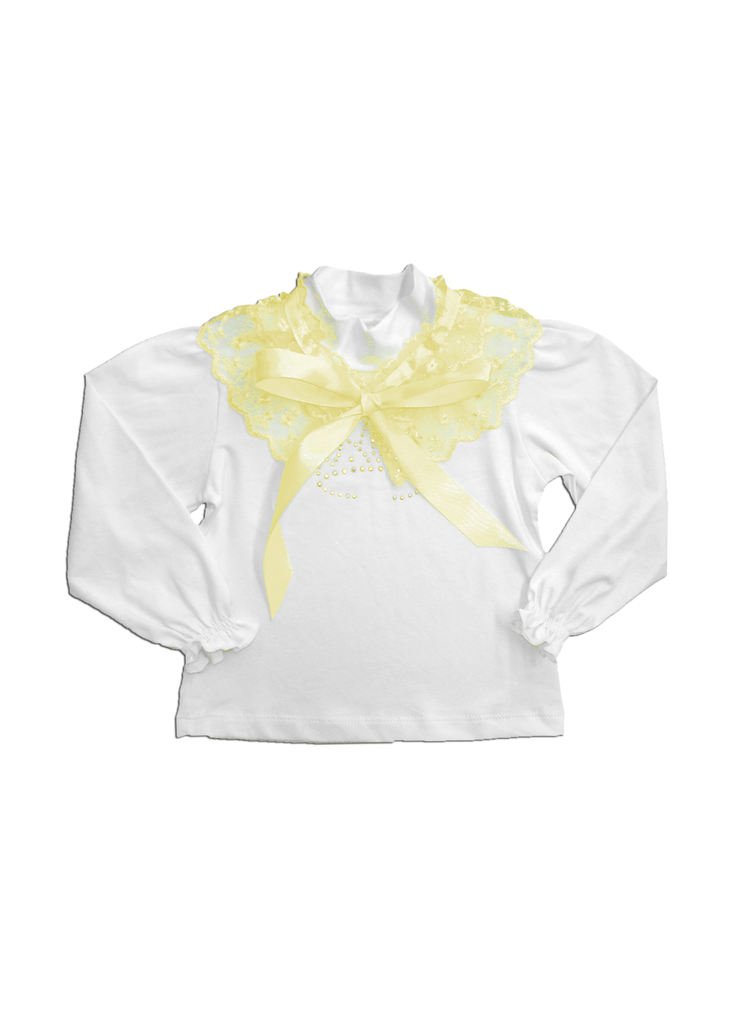 Желтая однотонная блузка с длинным рукавом AV Style демисезонная