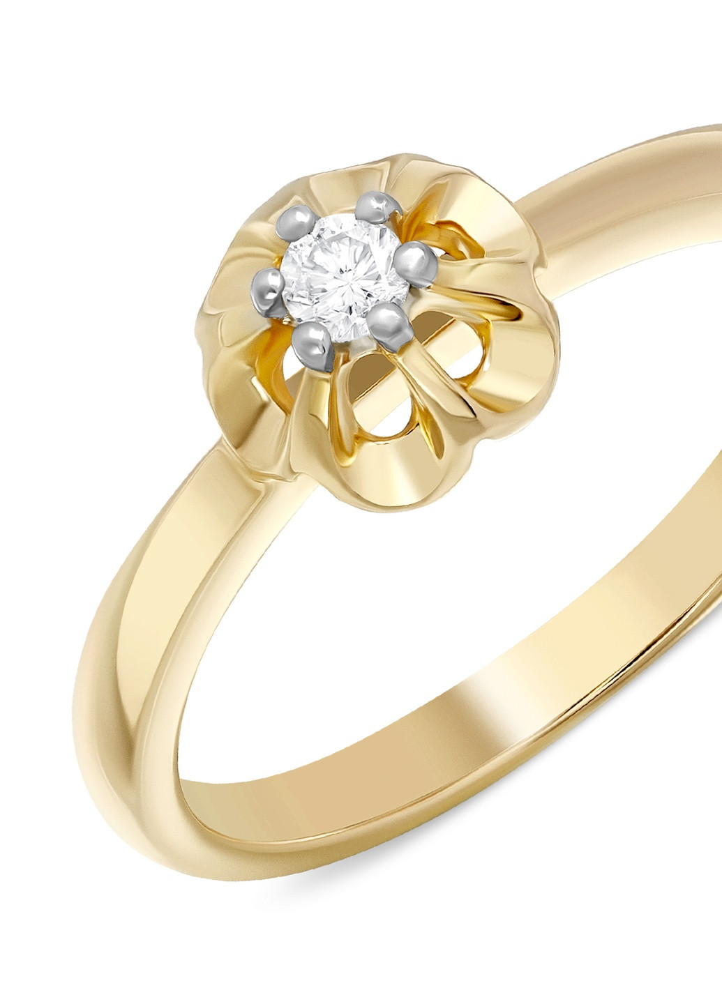 Кольцо с бриллиантом Цветок в желтом золоте Zarina (254253701)