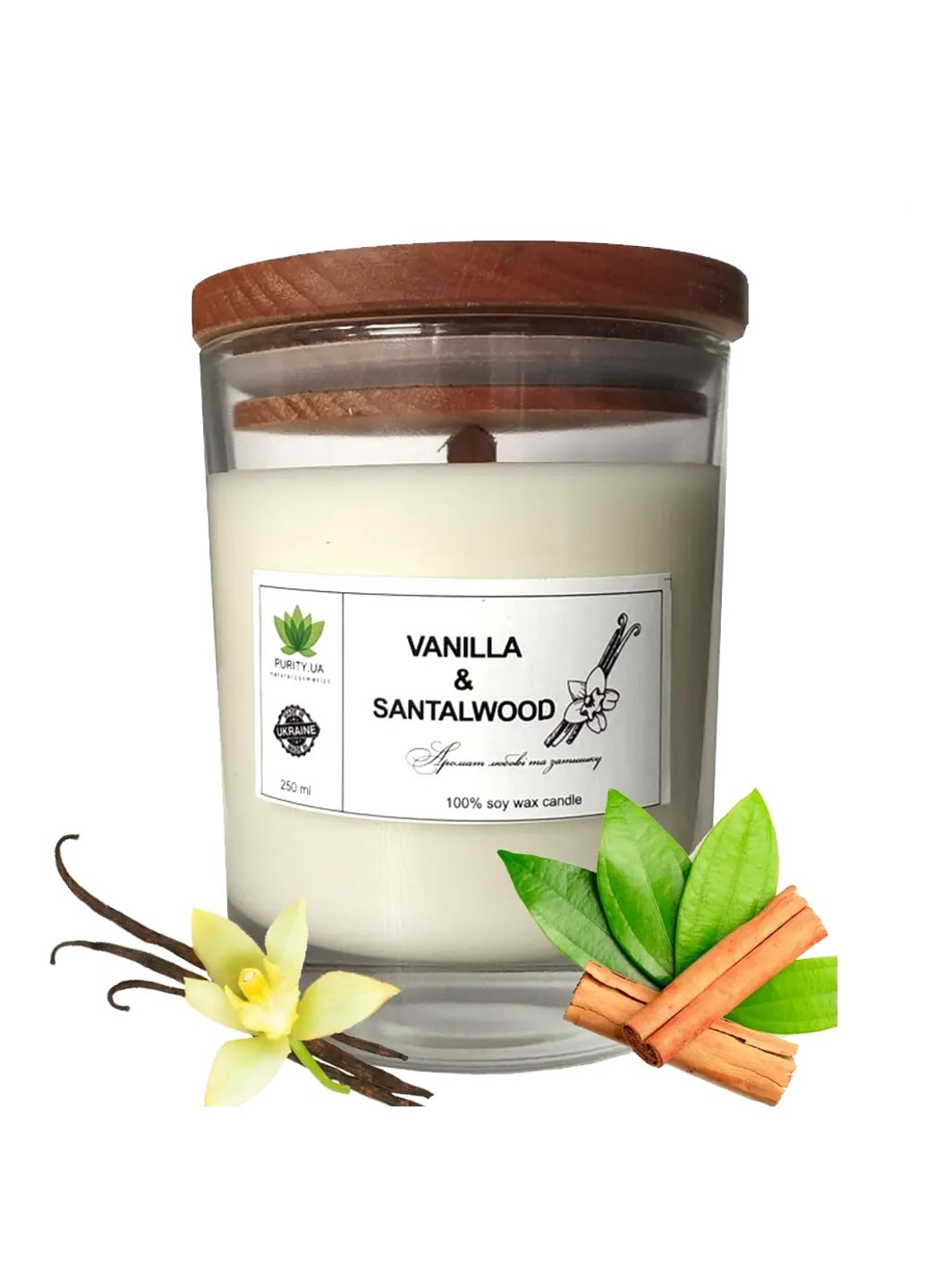 Аромасвічка Vanilla&Sandalwood L 150 г Purity (253551322)