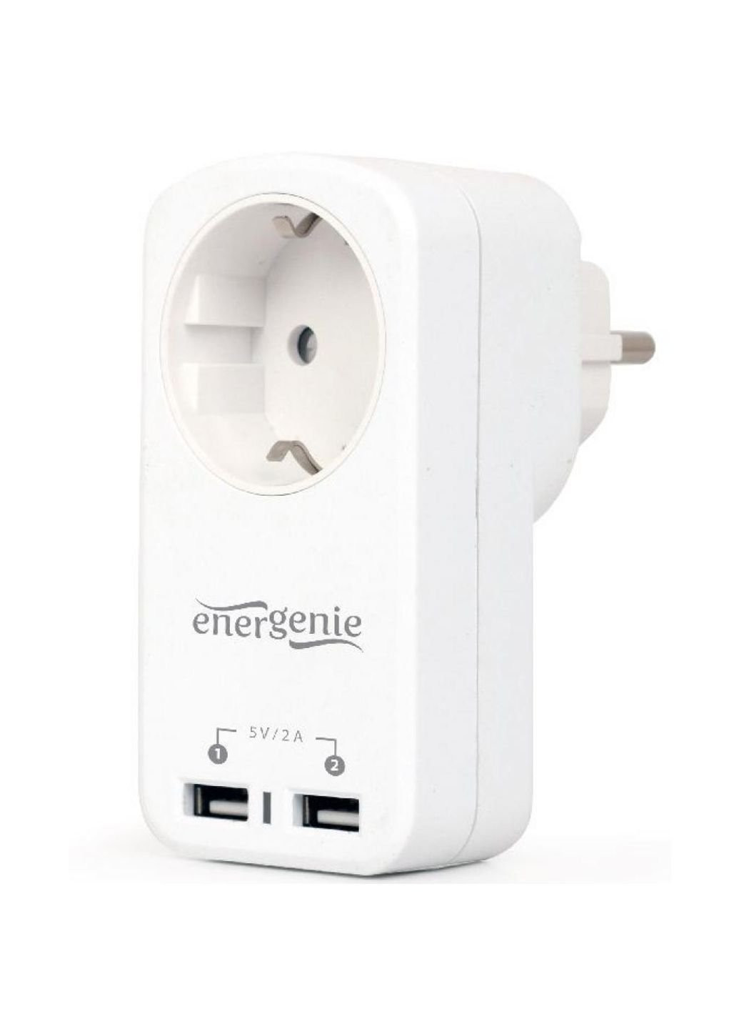 Зарядний пристрій 2 USB 2.1A з наскрізною розеткою (EG-ACU2-01-W) EnerGenie 2 usb по 2.1a со сквозной розеткой (253507321)