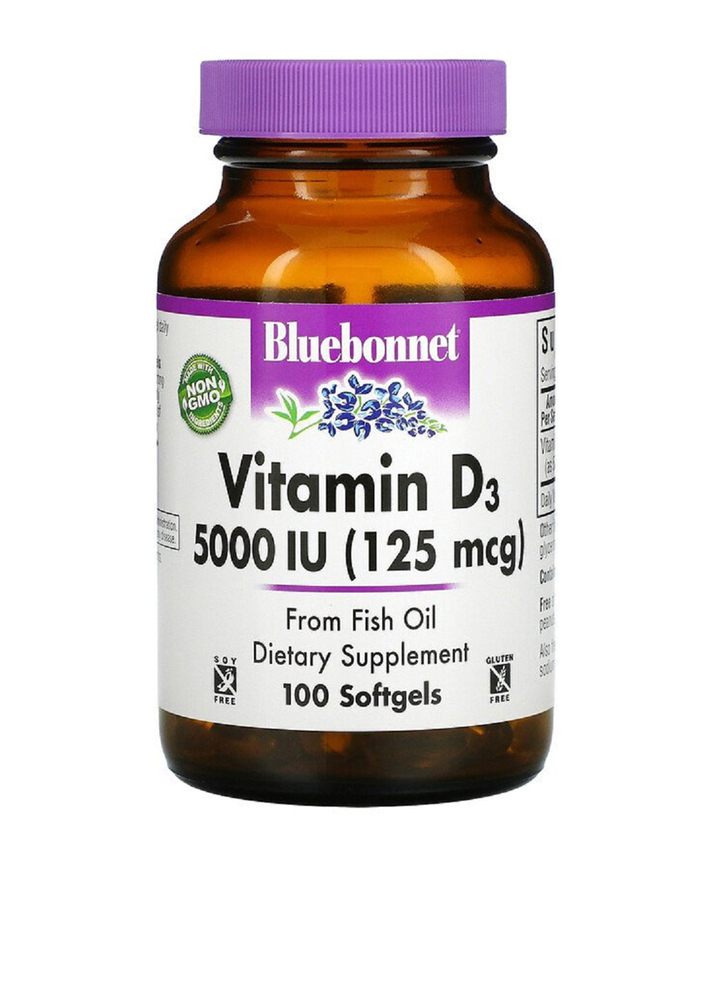 Вітамін D3 5000 МО (100 капс.) Bluebonnet Nutrition (251206020)