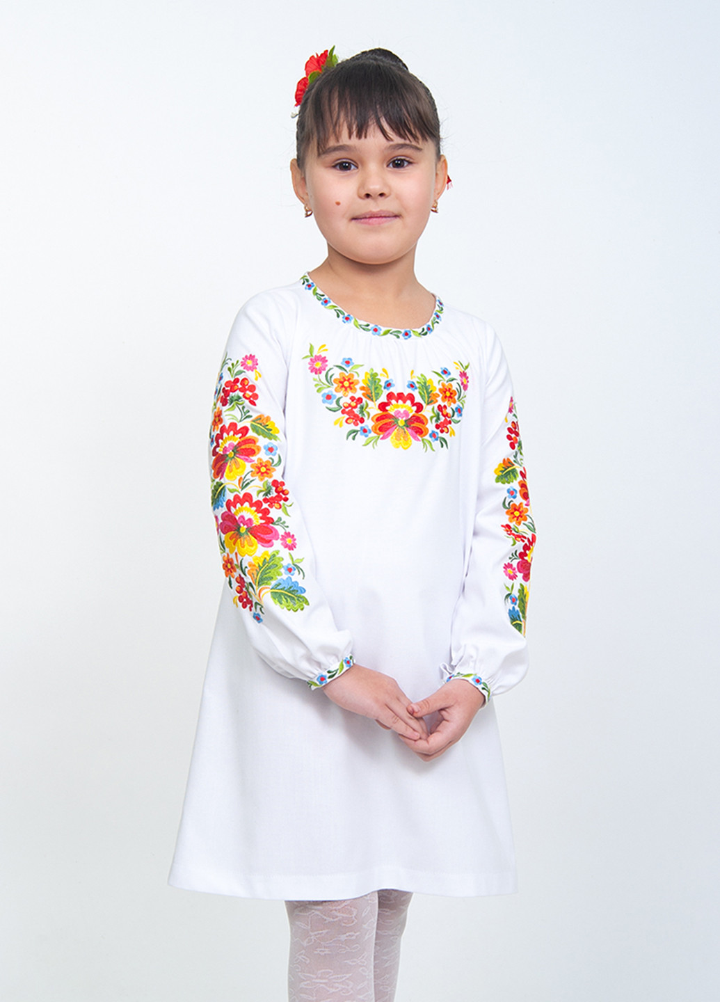 Білий святковий плаття, сукня коротка Vyshyvanka