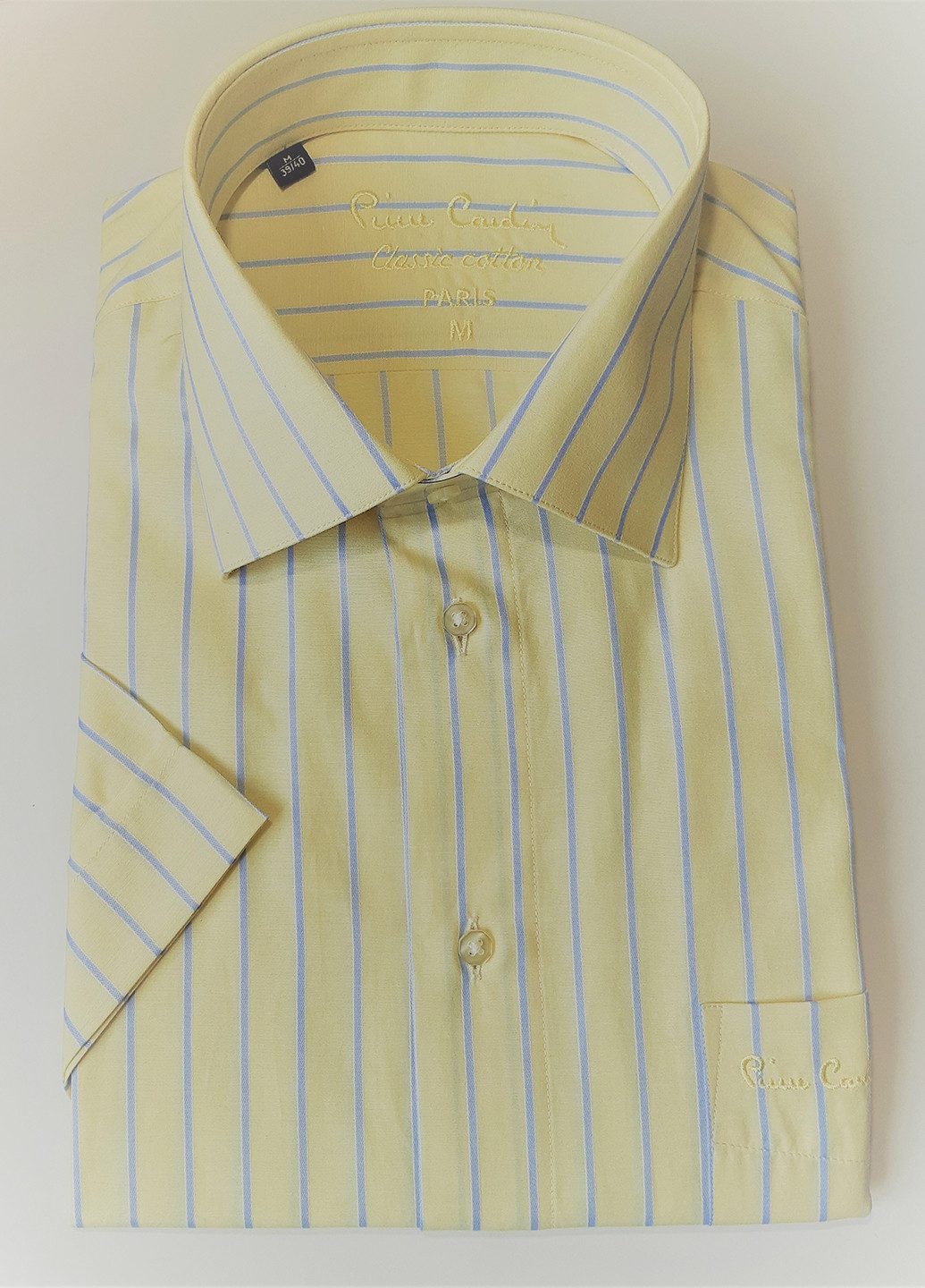 Желтая кэжуал рубашка в полоску Pierre Cardin