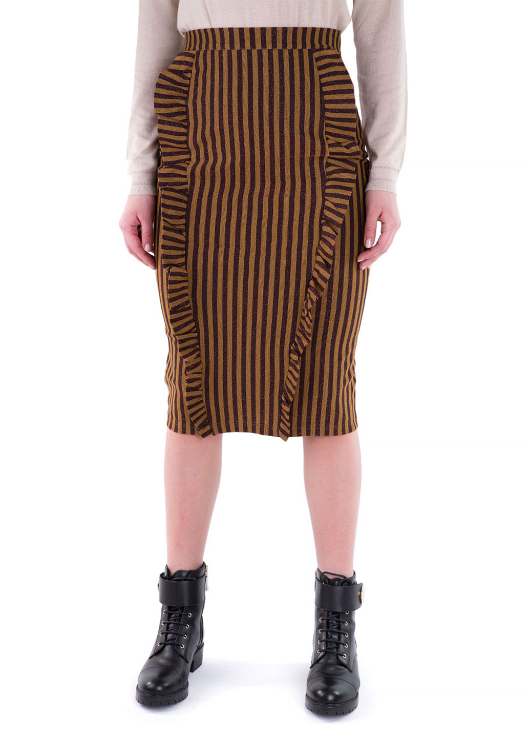 Горчичная кэжуал в полоску юбка Zimo карандаш