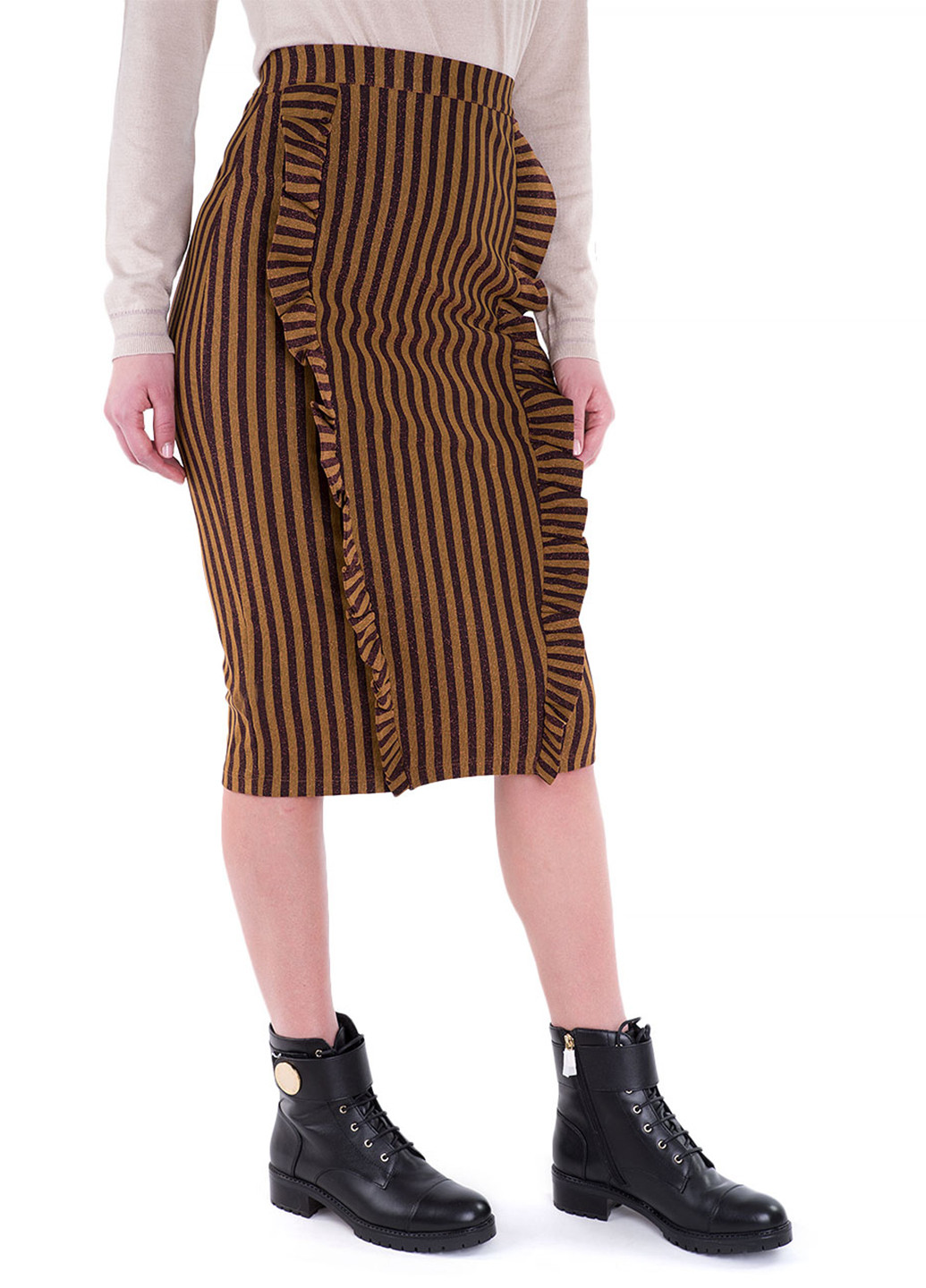 Горчичная кэжуал в полоску юбка Zimo карандаш