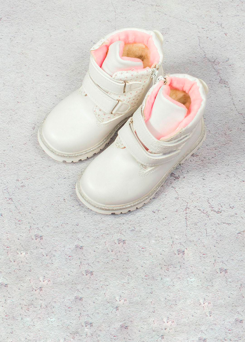 Черевики дитячі зимові на хутрі No Brand Ботинки однотонні білі кежуали