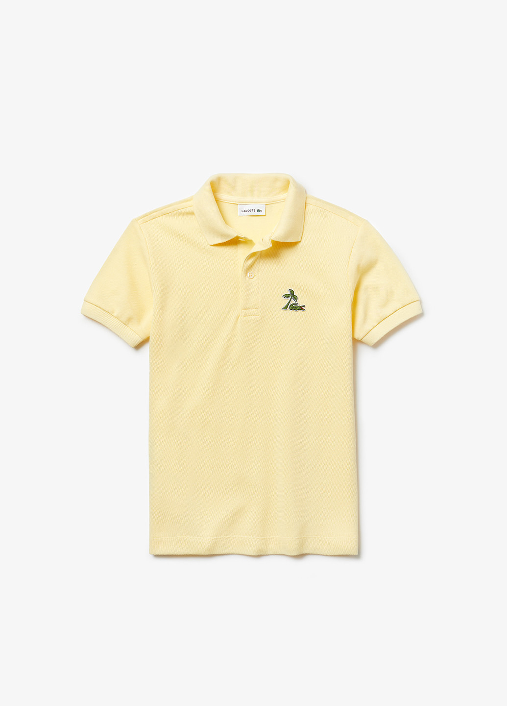 Желтая детская футболка-поло для мальчика Lacoste однотонная