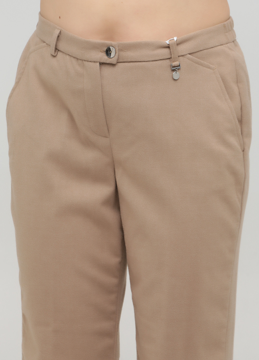 Бежевые кэжуал демисезонные укороченные, прямые брюки Heine