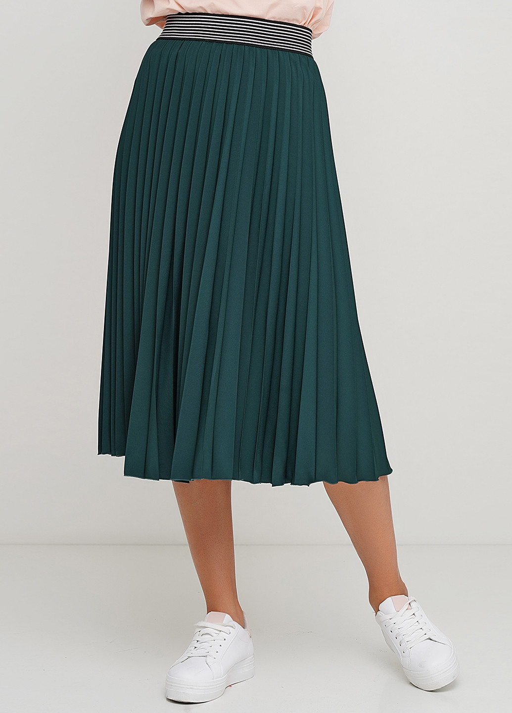 Бутылочная зеленая кэжуал однотонная юбка Gingier плиссе