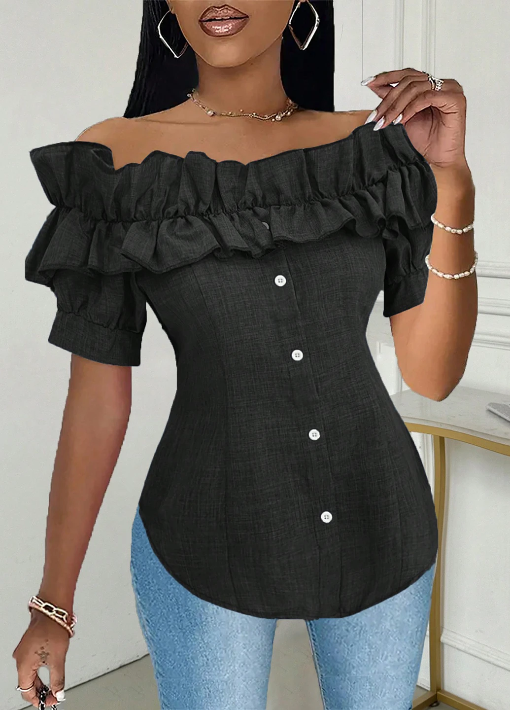 Чёрная блуза SHEIN