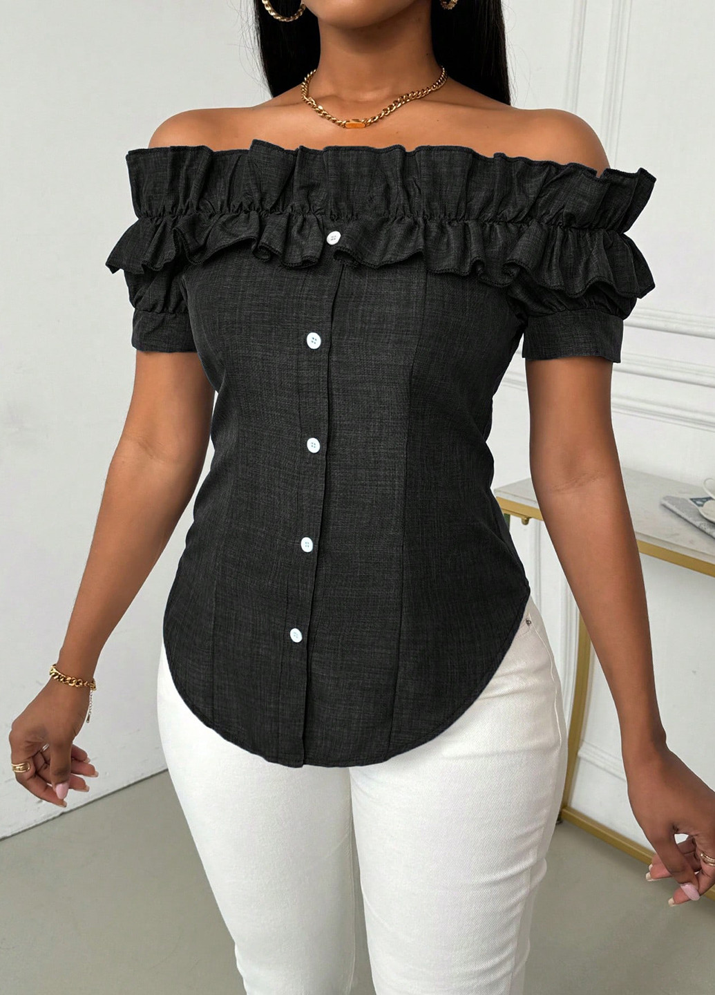 Чёрная блуза SHEIN