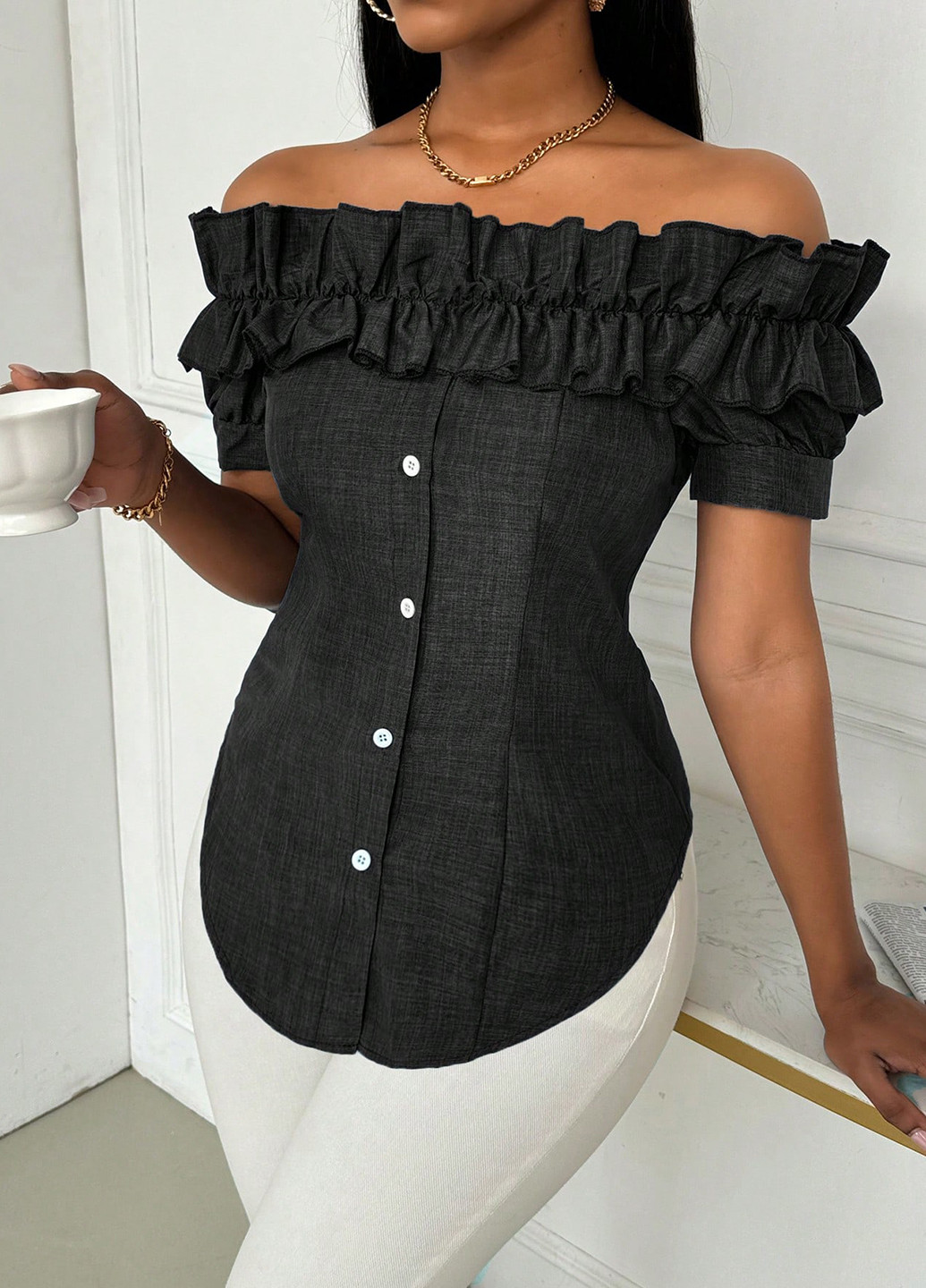 Чёрная блуза SHEIN