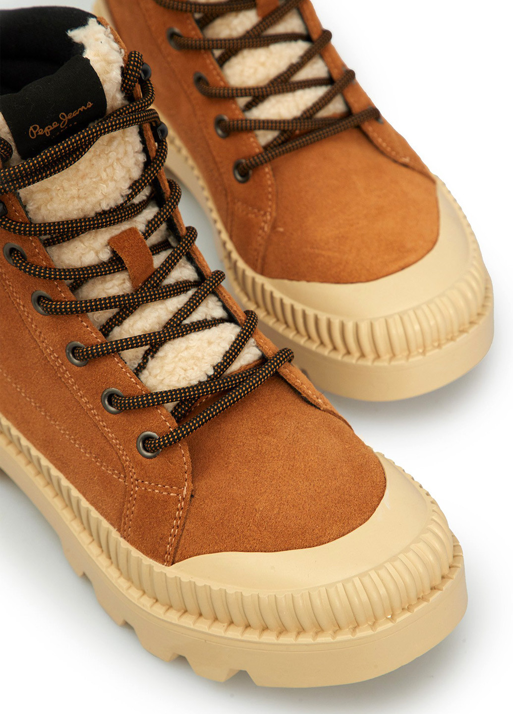 Зимние ботинки тимберленды Pepe Jeans с логотипом из натуральной замши, из искусственного меха