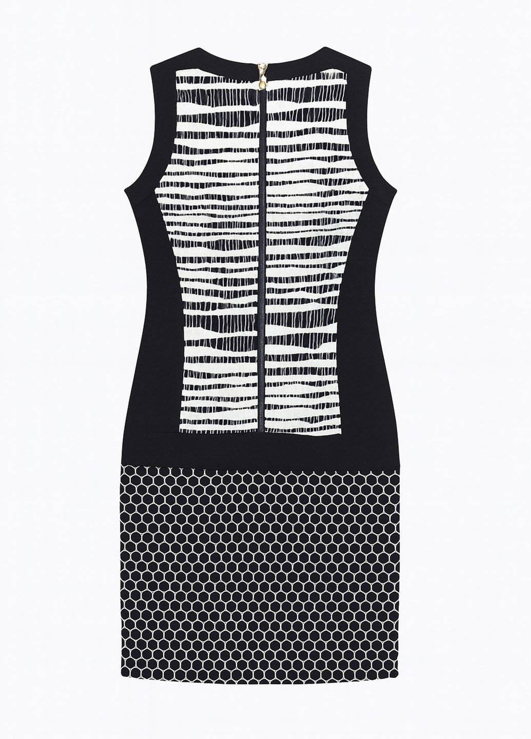 Черно-белое кэжуал платье футляр Sassofono с геометрическим узором