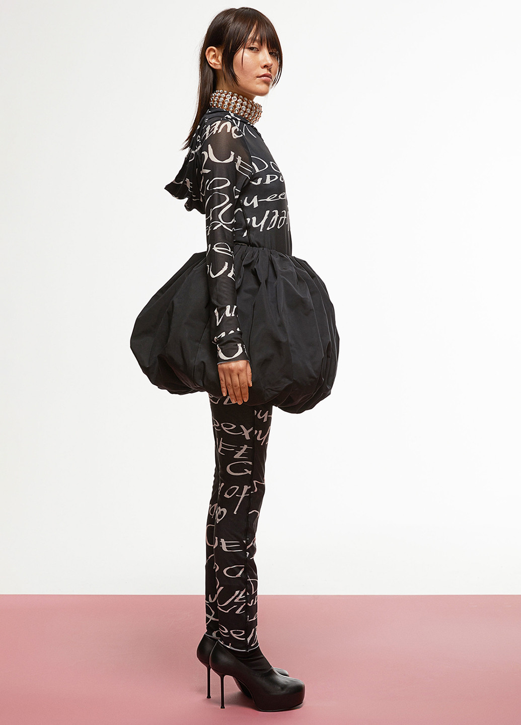 Черная кэжуал однотонная юбка H&M баллон