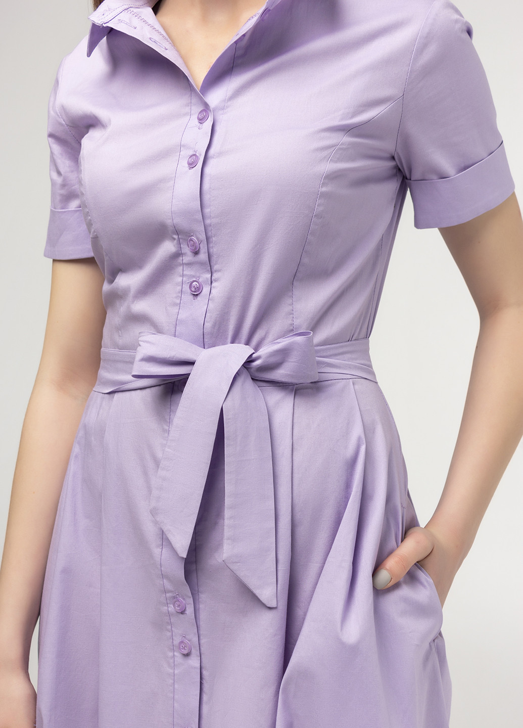 Сиреневое кэжуал платье рубашка Viravi Wear однотонное