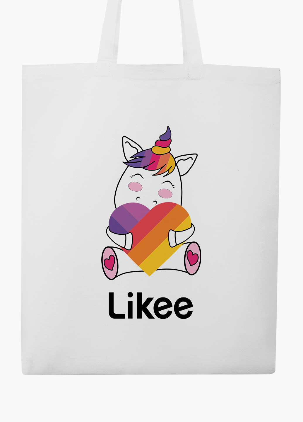 Еко сумка шоппер біла Лайк Єдиноріг (Likee Unicorn) (9227-1037-WT-2) екосумка шопер 41*35 см MobiPrint (219095371)