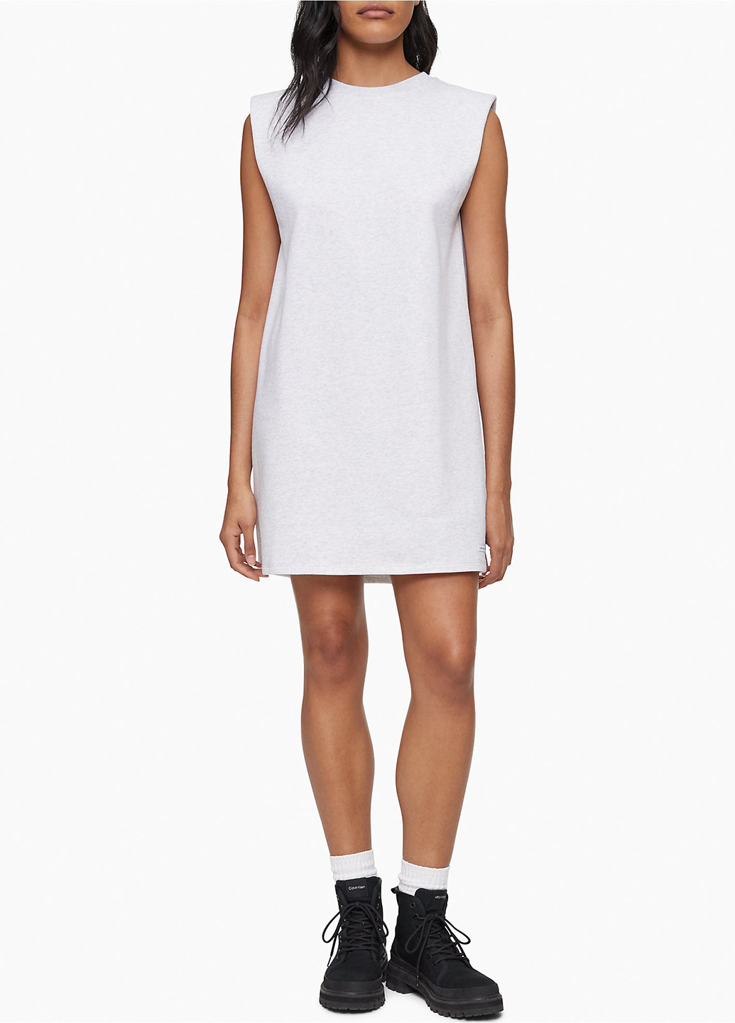 Светло-серое кэжуал платье а-силуэт Calvin Klein меланжевое