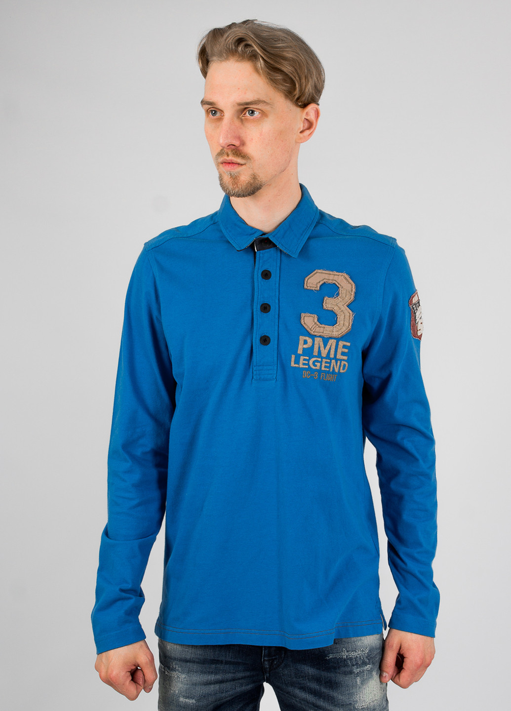 Светло-синяя футболка-поло для мужчин Pme Legend однотонная