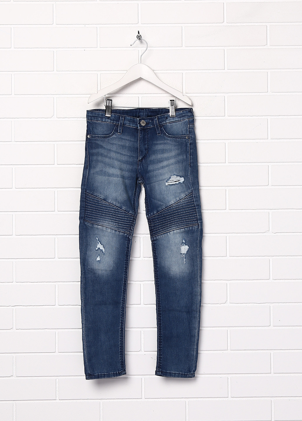 Голубые демисезонные с высокой талией джинсы H&M