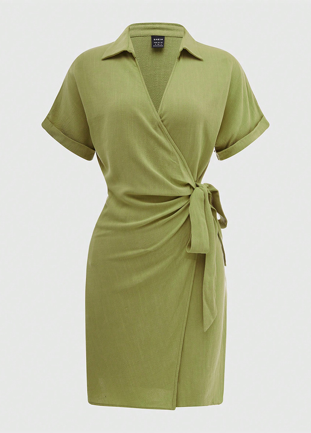 Оливкова кежуал сукня на запах SHEIN однотонна